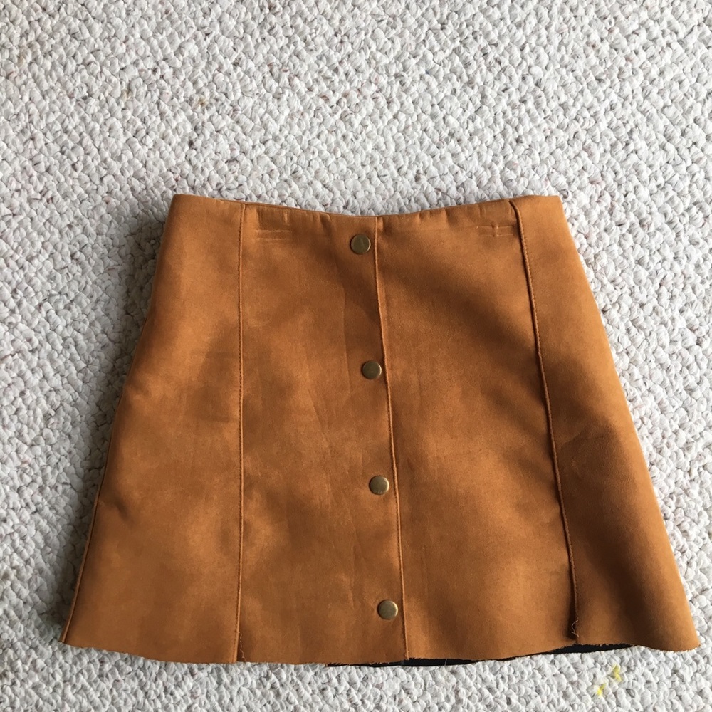 vintage suede tan mini skirt